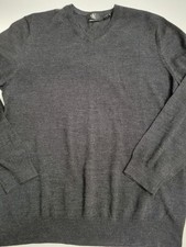 Calvin Klein Mens 100 Extra Fine Merino Wool V-Neck Sweater Gray Size Large