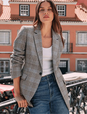 NWOT Madewell Windowpane Single Button Klein blazer Cooper plaid, tailored, Sz 6