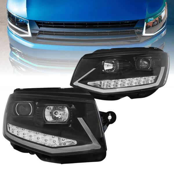 Led Tagfahrlicht Dynamische Blinker Scheinwerfer FüR VW T6 2015-2019 In Schwarz-image