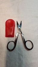 Vintage Folding Travel Scissors Shears Marked West Germany Red Plastic Sleeve