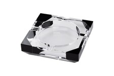 Zigarrenaschenbecher Kristall 4 Abl.,schwarz/klar, 15x15x4cm