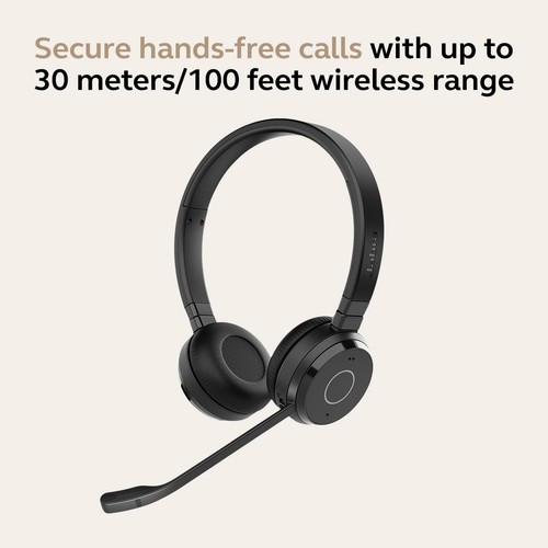 Jabra Evolve 65 TE Black Wireless Bluetooth Stereo On the Ear Headset 12 Hour B - Picture 2 of 8