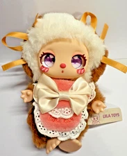 Plush Liila Cat Liila's Chef Kitten Chocolate Hug Roll. Purple Heart Eyes