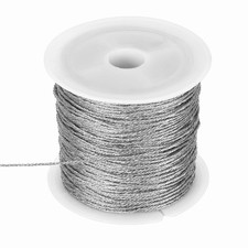 1 Roll 0.8mm Metallic Cords Thread, Silver Tone, 27.34Yards