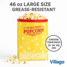 Carnival King 46 oz Popcorn Bags | Grease-Resistant | 4¼x3x6¾ | Bulk Packs
