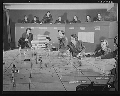New York NY 1940s Aircraft Warning Service Volunteer Workers Operating Map