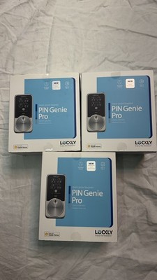 NEW! LOCKLY  Pin Genie Pro Satin Nickel Deadbolt Apple Home Key Wi-Fi Smart Lock