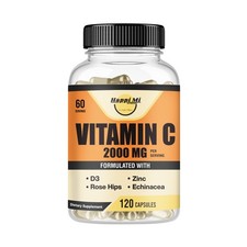 Vitamin C 2000mg, Vitamin D3 5000IU, Zinc 40mg with Echinacea and Rose Hips, 120
