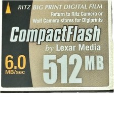 Vintage Ritz Big Print 512MB CompactFlash CF Memory Card by Lexar Media 6MB/s