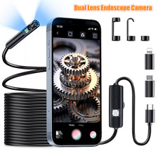 Dual-Lens Endoscope Camera with Light 1920P HD Borescope 8 LED Lights 16.4FT USA