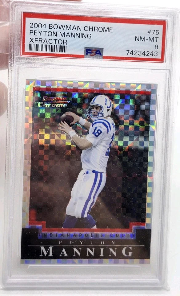 2004 Bowman Chrome XFRACTOR 75 Peyton Manning PSA 8 - Image 2 of 4