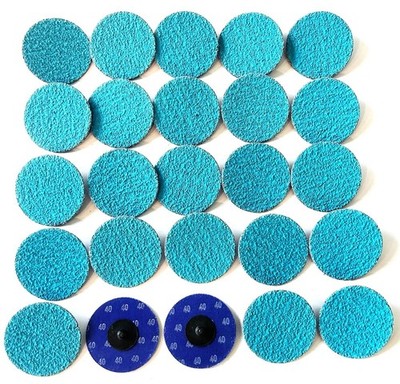 25 GOLIATH INDUSTRIAL 3'' ROLL LOCK QUICK CHANGE SANDING DISCS ZIRCONIA 40 GRIT