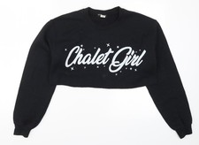 Womens UK Size S PRETTYLITTLETHING Black Pullover Sweatshirt