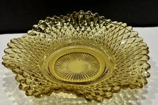 Vintage Federal Glass 5.5” Round Bon-Bon Dish “Traditions" Pattern in Amber EUC
