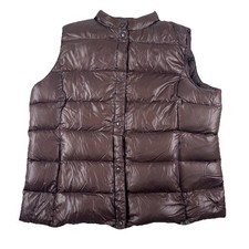 Lands End Women s Brown Down Filled Puffer Vest Size Large 14-16
