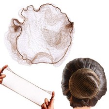 50 PCS Hair Net 20 Inch Invisible Elastic Mesh Wig Nets Hair Bun Light Brown