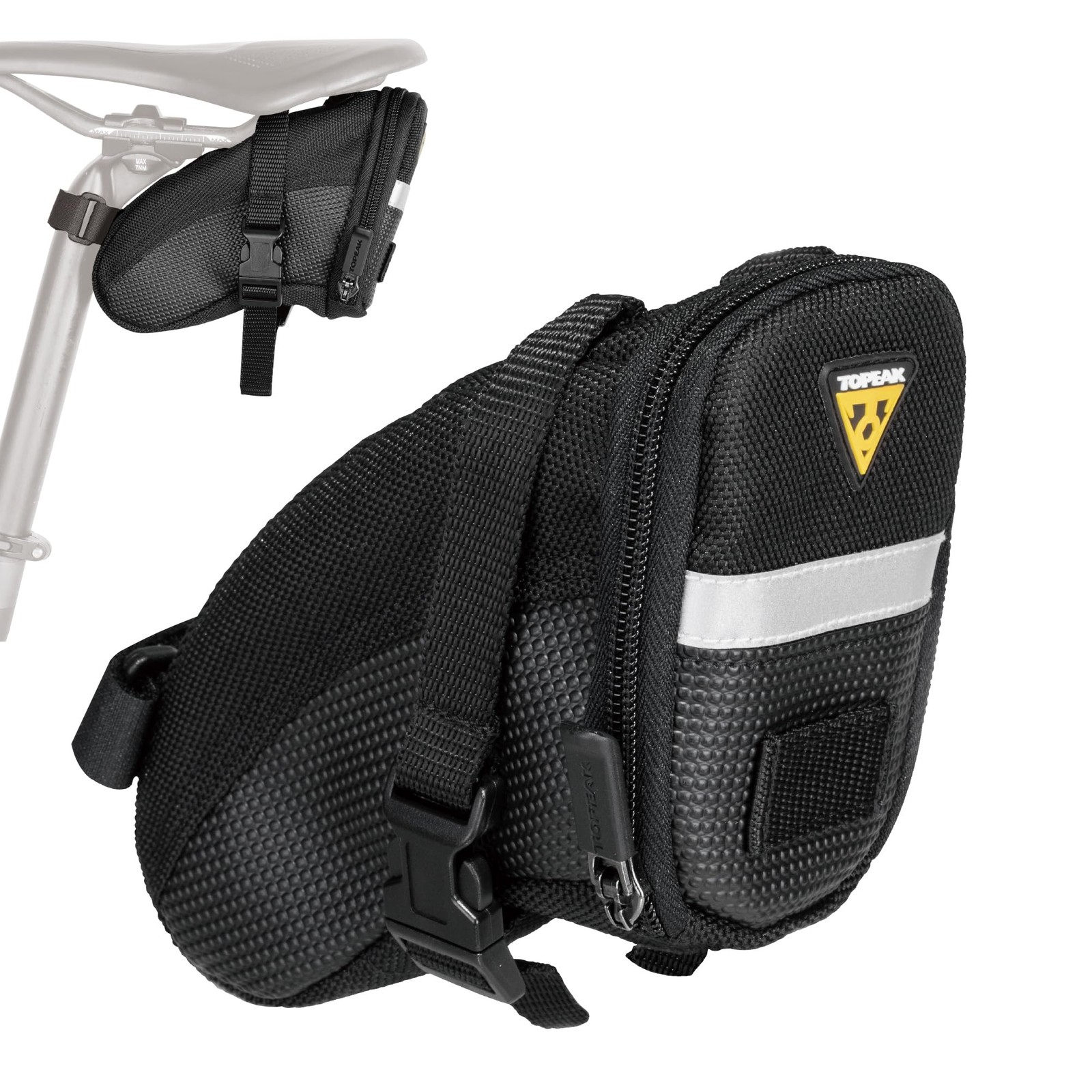 Topeak Black / Grey Aero Wedge Saddle Bag With Straps 0.66L Small - Image 9