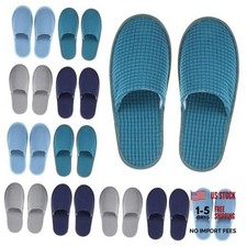 12 Pair House Slipper for Guest Non Slip Disposable Slipper Medium Blue Series