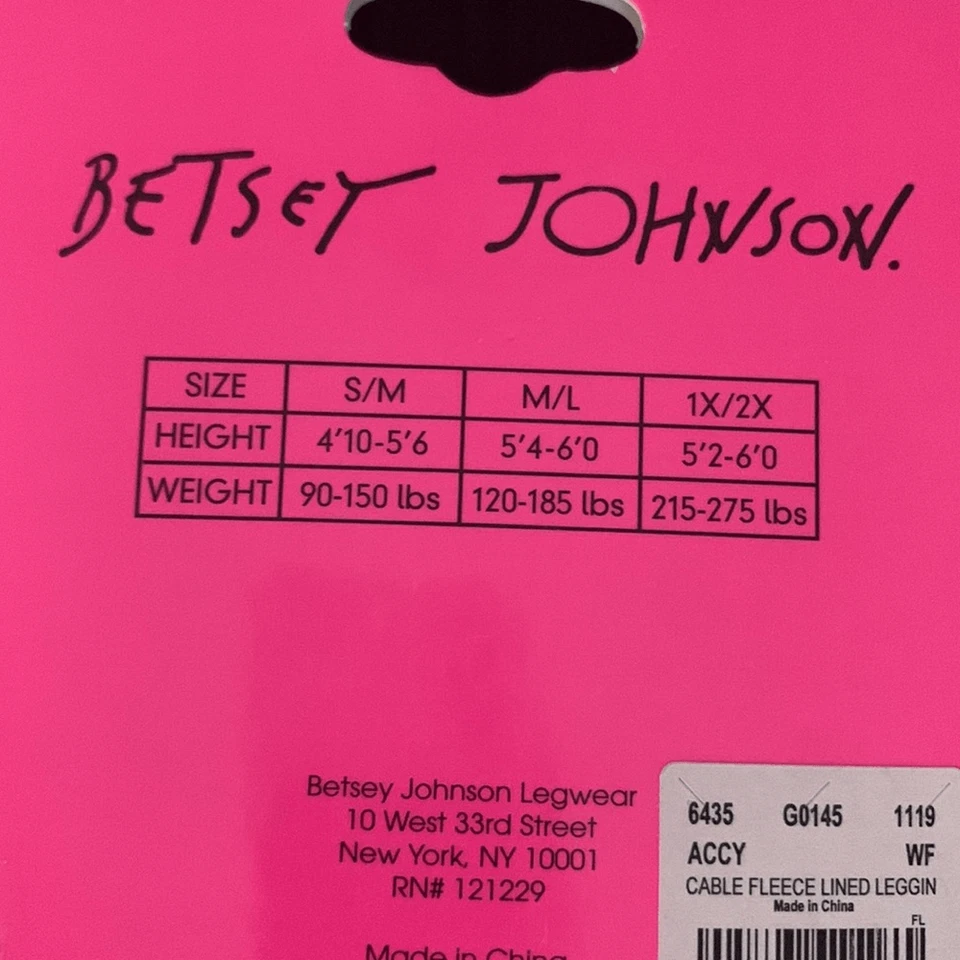 Leggings cálidos forrados de lana Betsey Johnson negros talla: pequeños medianos S/M nuevos con etiquetas Foto 3 de 4