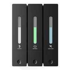 Shampoo and Conditioner Dispenser - Wall-Mounted 3-Chamber Shower Soap Dispen...