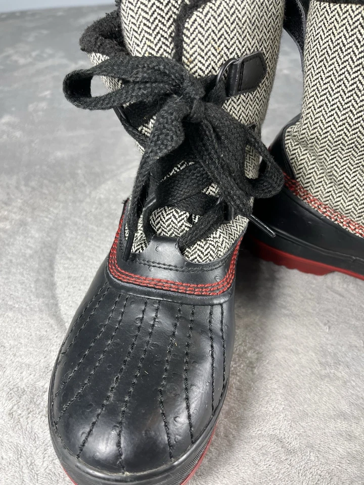 Sorel водонепроницаемый утка ботинки женщин 9 Tivoli елочка черный/красный на открытом воздухе снег - Изображение 4 из 4