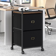 File Cabinet with 2 Drawers, Mobile Filing Cabinet Fits Letter Size or A4, Fabri