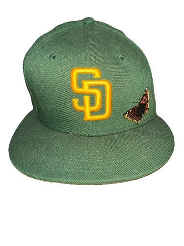 San Diego Padres Hat Cap Mens 7 1/8 Brown Blue New Era 59Fifty Fitted MLB FELT