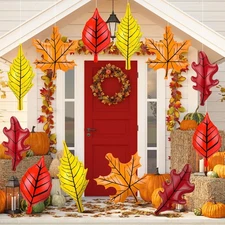 12 Pcs Thanksgiving Fall Inflatable Leaf Outdoor As the Picture Show 
