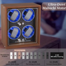 4 Slots Watch Winder for Automatic Mechanical Watch With LED Light Mute Motor UK