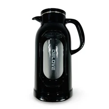 Delove 68 oz/2 Liter Glass Pitcher with Shatterproof Shell - Heat Black