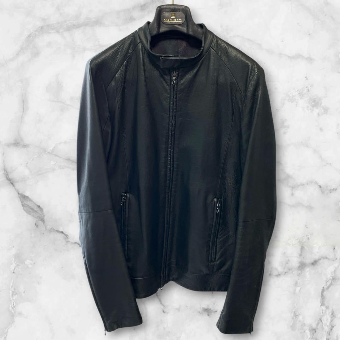 Shellac Cowhide Leather Single Rider Jacket Black S - Gem