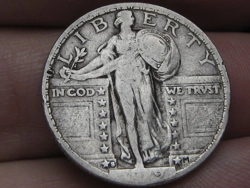 1919 S Silver Standing Liberty Quarter, San Francisco, VG/Fine Details