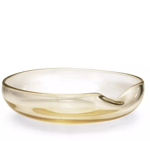 NIB Elsa Peretti 10in Tiffany Murano Glass Thumbprint Bowl 24K Gold Signed