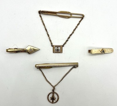 Vintage Gold Plated Masonic Tie Accessories 