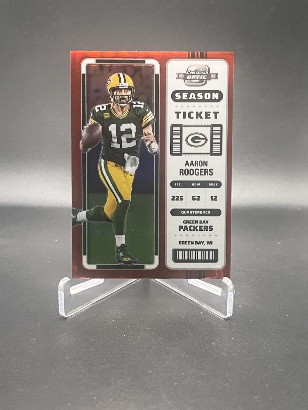 2022 Panini Contenders Optic - Season Ticket Red Prizm #23 Aaron Rodgers /175 SP