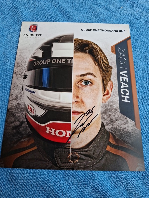 Authentic ZACH VEACH Signed 8X10 FAN CARD NDYCAR INDIANAPOLIS 500 