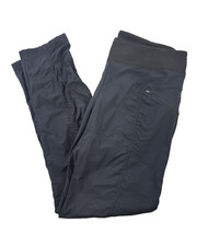 Prana Koen Pant Black Ruched Nylon Lightweight Drawstring Zip Womens Large Tall
