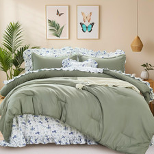 Queen Comforter Set, 8 Pieces Farmhouse Bed in a Bag Queen, Bedding Set Queen Si