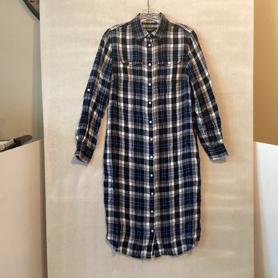 lauren ralph lauren women s dress 2 blue plaid button down adjustable sleeve