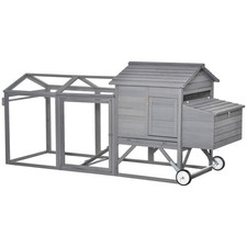 96'' Chicken Coop Pet Farm Hen House Poultry Backyard Run Nest Box with Wheels