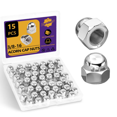 3/8-16'' Acorn Cap Nuts, 15Pcs Metric Hex Acorn Nuts Stainless Steel 18-8 (304) C