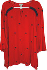 Catherines Blouse Women's Sz 2X Red Embroider Anvil Nautical Coastal Top