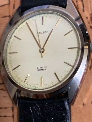 CITIZEN Exceed 1978 Carbide Bezel Quartz Watch Working Used