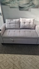 Modern 2 Seater Sofa Bed Click Clack Couch Sleeper Settee - Grey