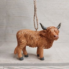 New Highland Cow CHRISTMAS Tree Ornament Western Country Ranch Fluffy Bull Fur