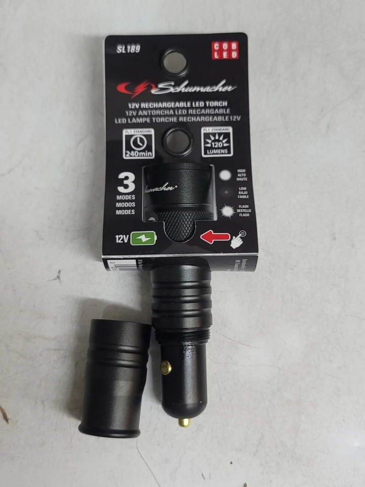 Schumacher 12V Cigarette Lighter Rechargeable Tactical Flashlight #SL189 - Image 2 of 2