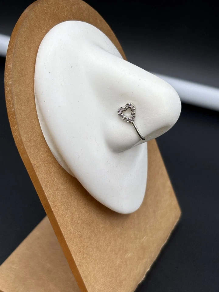 Due Piercing finto per il naso NO FORO in Acciaio chirurgico con veri zirconi - Immagine 2 di 4