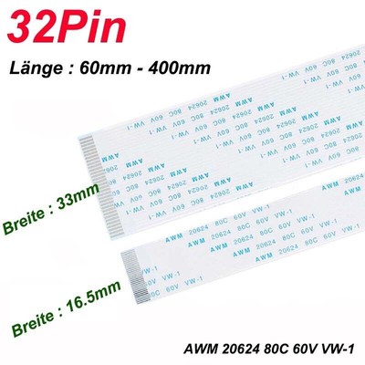 32Pin Flachbandkabel Teilung 0.5/1mm FFC Flatkabel Drähte AWM 20624 80C 60V VW-1