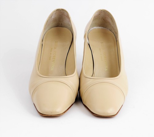 SILVIA FIORENTINA Women's 8.5 - Beige Nude Leather High Heels Classic Pumps - Picture 5 of 11