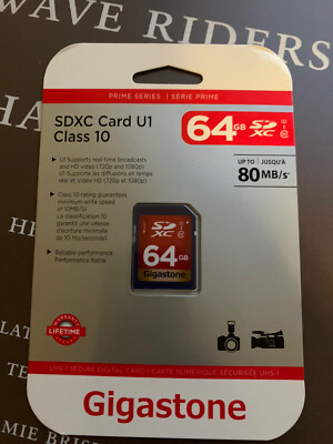 Gigastone 64GB SD Card, Memory Card for Cameras, Full HD Video, SDXC U1 Class 10
